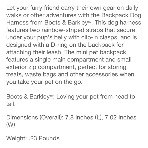 BOOTS & BARKLEY NWT Small Dog Backpack Harness in Pink - Picture 9 of 14